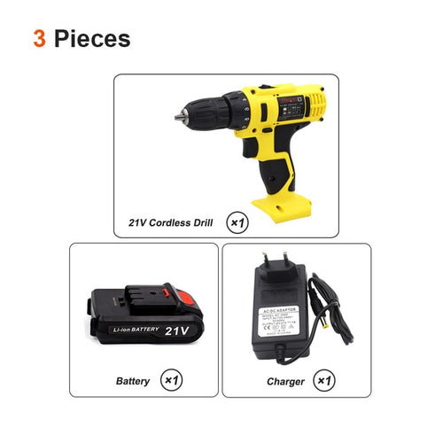 GOXAWEE 21V/12V Electric Screwdriver Cordless Electric Mini Drill Lithium-Ion Battery Operated Rechargeable Power Tools 2-Speed