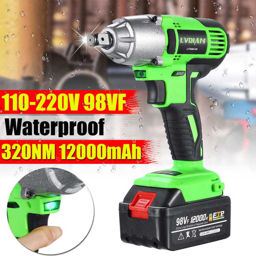 98VF 110-240V Cordless Electric Wrench Impact Socket Wrench 12000mAh Li Battery Hand Drill Installation Power Tools